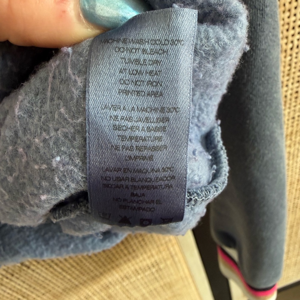 Sundry Navy Half-Zip Pullover Sweatshirt with Striped Cuffs - Picture 8 of 8
